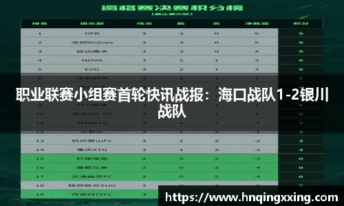 职业联赛小组赛首轮快讯战报：海口战队1-2银川战队